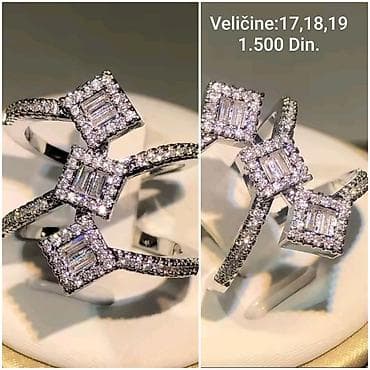 zeleni nakit: Elegantni posrebreni prsten sa kristalima i žigom S925. – elegantan — 2