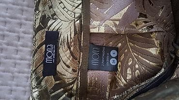 rezeda zelena boja: Mona ženske pantalone Maslinasto zelene sa zlatnim, elegantne — 4