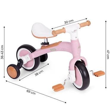 zvoncare za punije: Ecotoys balans bicikl sa pedalama i pomoćnim točkovima 3u1 – pink — 3