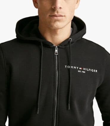 Jackets: Sweatshirt, 2XL, Tommy Hilfiger, color - Black, With a hood — 2