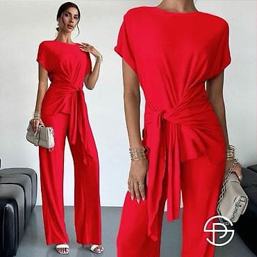 Damski elegantni komplet – bluza i pantalone sa širokim nogavicama -