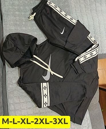 Kape i aksesoari: Muški komplet trenerke – duks s kapuljačom + donji deo - Boja: crna — 1