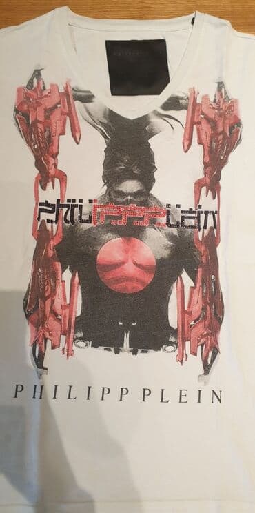 muške zimske jakne c a: PHILIPP PLEIN bela muška majica na V izrez. L velicina. Pazuh 49 cm — 2