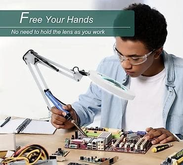 mali ramovi za slike: LED lupa lampa sa pantograf ramenom i štipaljkom za sto - Uveličanje — 7