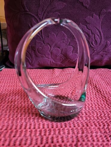 Staro posuđe i escajg: Korpa nova duvano staklo Albi glass Spanija 70te. Visina. 11cm — 5
