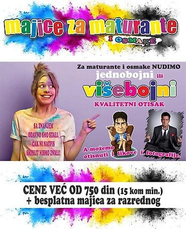 sivenje po meri: Majice za maturante i osmake – jednobojni ili višebojni kvalitetni — 1