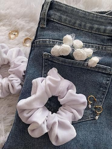 set za manikir: Gumica za kosu, Handmade, bоја - Bela — 3