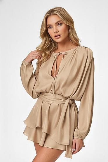 Donji delovi trenerke: 🔥Ženska kratka haljina sa dugim rukavima i pojasom - Model: mini kroj — 2