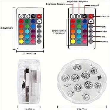 ormarici za kupatilo: RGB LED Podvodna Svetla za Bazen – Set 4 komada sa daljinskim — 5
