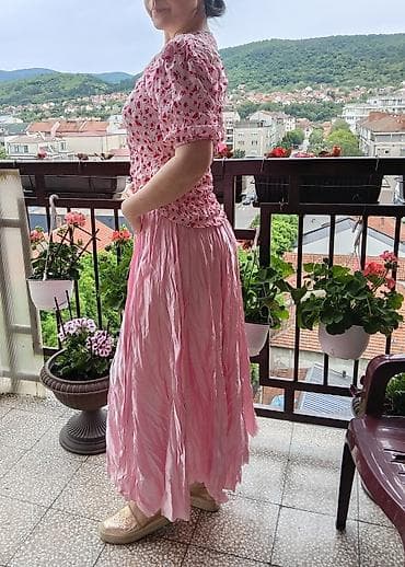 hm bluze: Roze maksi suknja – plisirana, svilenkastog sjaja m do l - Boja — 3
