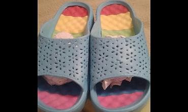 papuce za leto: Lagane,udobne,jako mekane papuce plave sa sarenim — 2