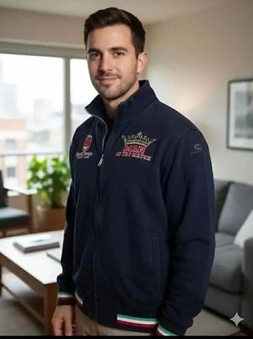 Muška sportska jakna na rajsferšlus – tamnoplava - Materijal: mekani