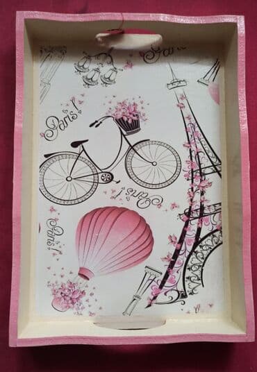 modle za keks: Drveni poslužavnik sa motivom kafe - ručna izrada - Materijal: drvo — 5