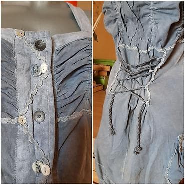 xiaomi rs: Sivo haljina na bretele, romantično-boho stil. - Veličina: odgovara — 3