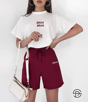 za trening: Komplet majica + šorc “MIU”postijan print. -Oversized majica kratkih — 6
