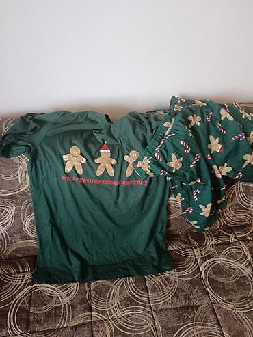 samsonite koferi cena: Pamučna praznična pidžama set – majica i šorts, tamnozelena. - Majica — 1