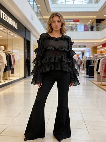 Bluze: Ženska bluza providna moderna sa volanima. - Kroj — 3