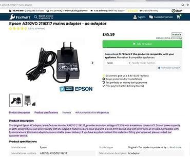 antena za tv: EPSON AC adapter A392VD - Originalni Epson napajanje za uređaje sa — 5