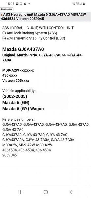 delovi za plin za auto: ABS ZA MAZDA 6 OD 2002. DO 2005. GOD. | abs za mazdugarancija na — 1