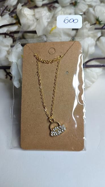 srebrni filigranski nakit: Zlatno ogrlica sa priveskom „tašnica“ ukrašenim prozirnim cirkonima - — 4