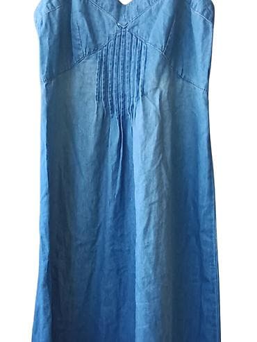 haljine od konca: Plava teksas/denim haljina na tanke bretele – Trendy Line - Dužina — 3