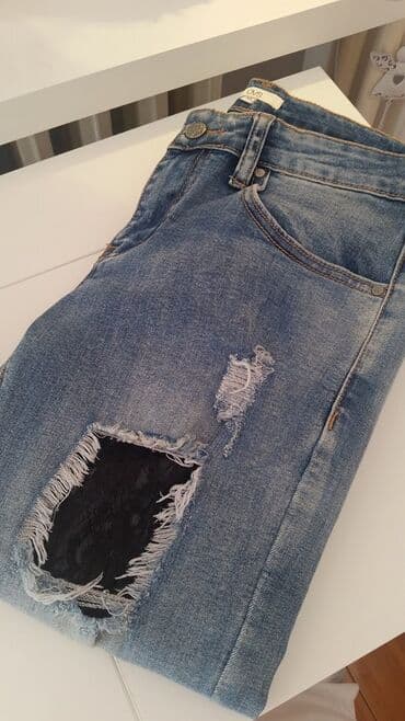 jednobojne pantalone: Iscepane farmerke, jeans sa čipkom, OVS Prelepe Oviesse farmerke — 1