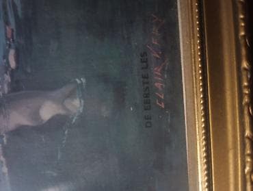 sat protiv komaraca za decu: Umetnička slika u ramu – „De eerste les“ (Prva lekcija), potpisana — 2