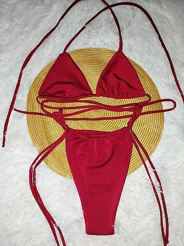 lek za sinuse: Ženski bikini set – crveni, model sa vezivanjem - Dvodelni kupaći — 3