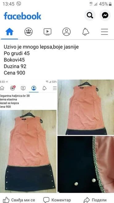 Haljine: Ženska elegantna haljina u dve boje, sa gornjim delom u boji kajsije i — 2