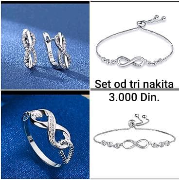 muški srebrni prsten: Elegantni posrebreni set od tri komada nakita sa žigom S925 od — 1