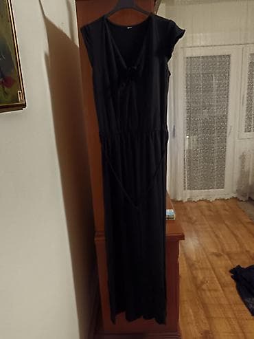 swing haljine: Tifani. Pamucni zersej. Duga crna haljina bez rukava - Model: maxi — 1