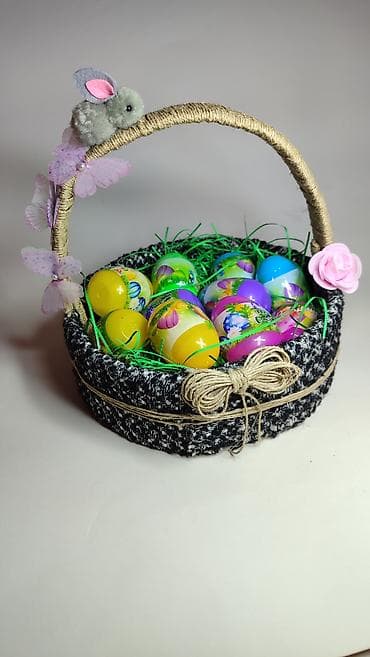 Rasveta: Uskršnja dekorativna korpa – ručni rad - Okrugla korpa obložena — 5