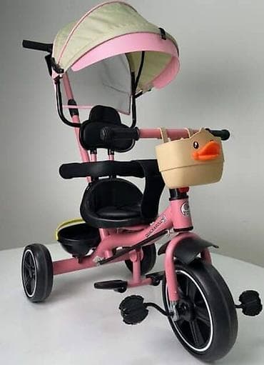 Kids' bicycles: Dečiji tricikl sa ručkom za upravljanje i tendom 4002 - — 5