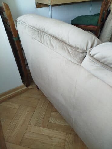 polovne garniture za dnevnu sobu: Trosed sa tabureom/klupom za noge – bež/svetlosiva nijansa - — 2