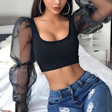 bluze zara 2022: Bluze vise modela sa elastinom. Crna,bela,crvena,svetlo — 9