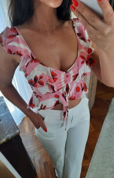 push up helanke new yorker: Topshop, S (EU 36), Viscose, Floral, color - Pink — 1