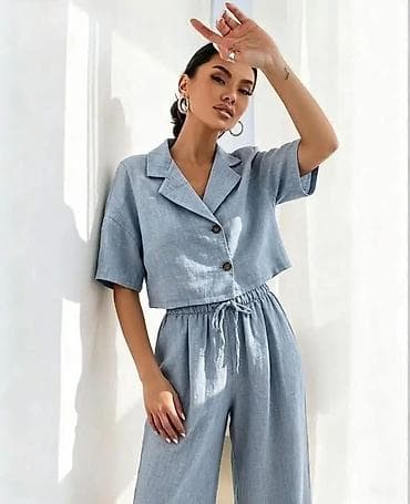 Overalls: Ženski laneni komplet – košulja i pantalone - Dvodelni set od — 5