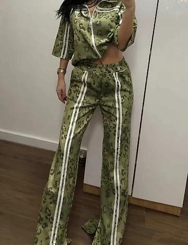 sat sa pticama: Damski komplet – gornji deo sa rajsferšlusom i široke pantalone - — 3