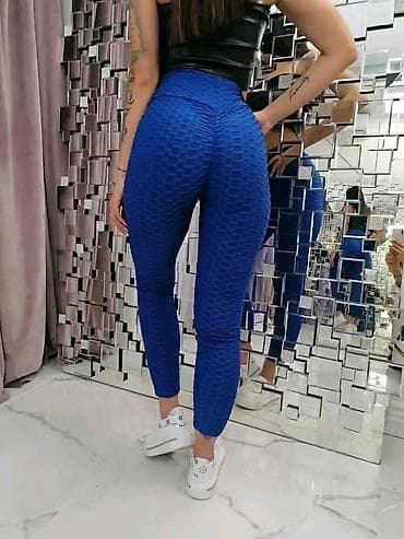 Helanke sportske sa teksturom saća. - Model visok struk,dužina do