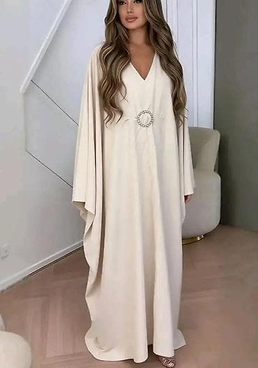 Elegantna duga kaftan/abaja haljina sa V-izrezom i širokim rukavima