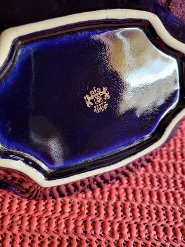 Antikviteti: Pepeljara nova porcelan,kobalt,pozlata 70te. Pepeljara je bez — 7