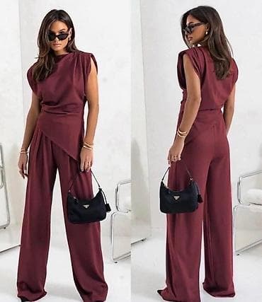 elegantni komplet: Ženski elegantni komplet – top bez rukava i široke pantalone - Kroj — 6