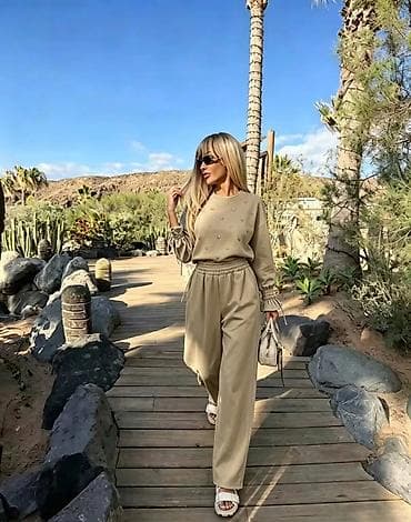 cipele ruma: Ženski komplet trenerke – bluza i pantalone širokog kroja - — 4