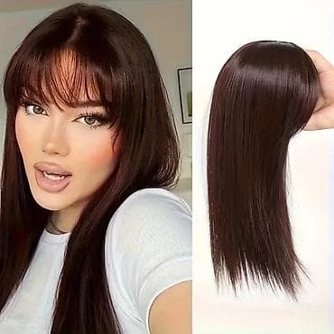 Perike i klipse: Topper/umetak za kosu sa šiškama – ravna, prirodnog izgleda - Tip — 2