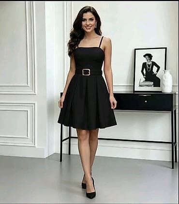 Haljine: Haljina na bretele sa pojasom - Elegantna mini/midi dužina do iznad — 3