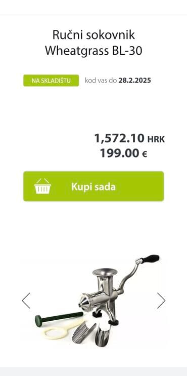 tanjiri od arkopala: Ručni sokovnik prvenstveno za lisnato povrće a može i srednje čvsće — 6