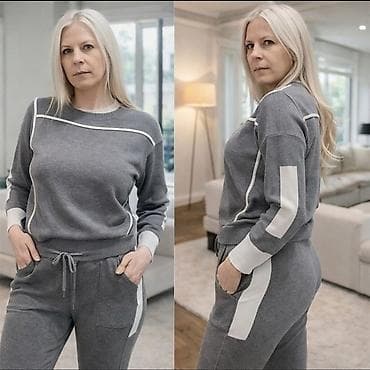 mona tasnice cena: Ženski duks + donji deo trenerke – komplet - Boja: tamno siva sa — 2