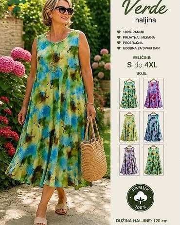 dve pre zenske haljine: 100% pamučna haljina s, m, l, xl, 2xl, 3xl,4xl Jedna haljina 2500 — 2
