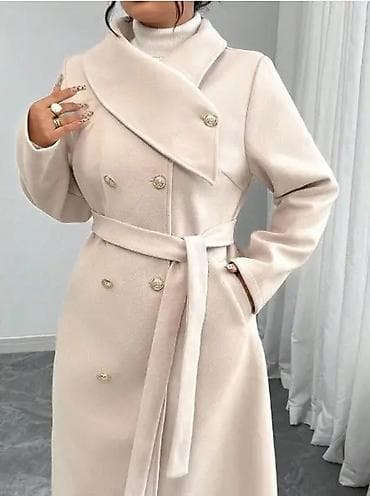 uggs cizme: Elegantni ženski kaput do ispod kolena u nežnoj krem/bež boji. - — 8