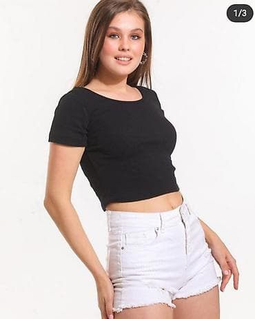 Crop top majica kratak rukav sa elastinom. crna,crvena,teget,svetlo